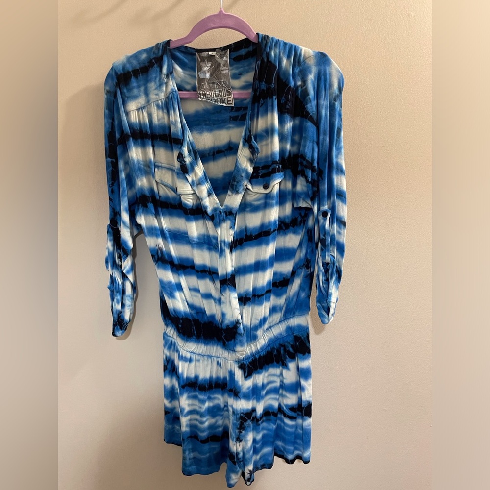 Young Fabulous & Broke Tie-Dye Blue and White romper
